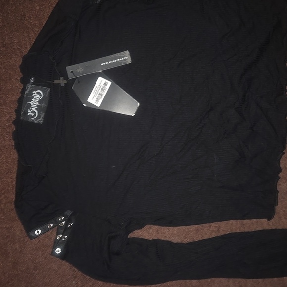 BN Killstar Black Lace-Up Long Sleeve Crop Top - Picture 2 of 3